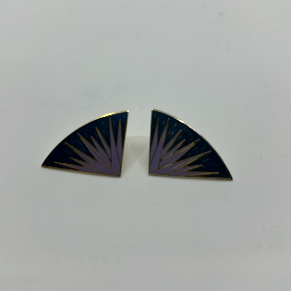 Isle of Skye Fan Purples and Gold pierced Earrings